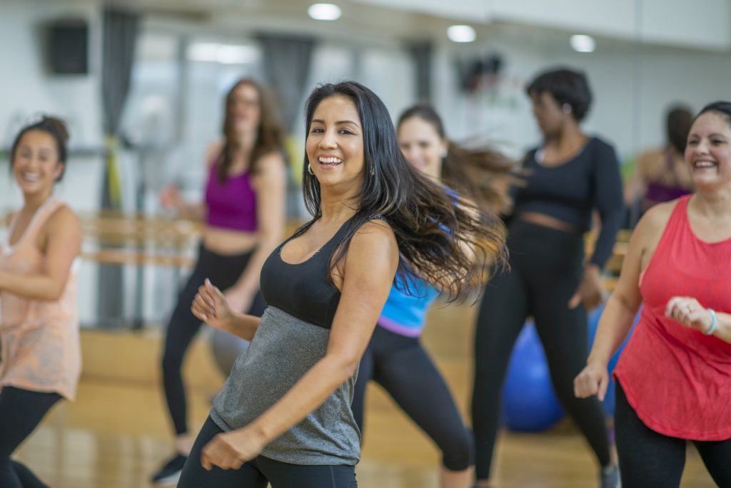 Women dancing in a fitness studio