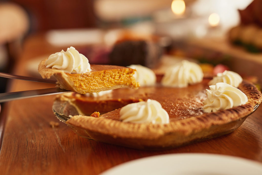 A delicious looking pumpkin pie.